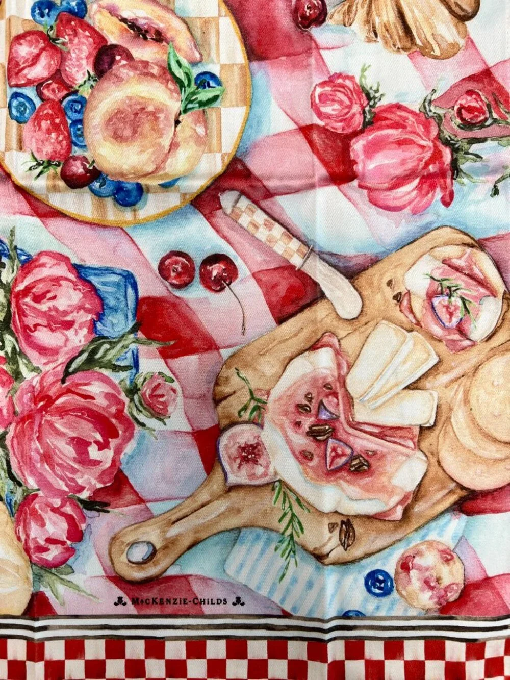 3 MacKenzie-Childs Courtly Check & Cherry Picnic Dish Towels